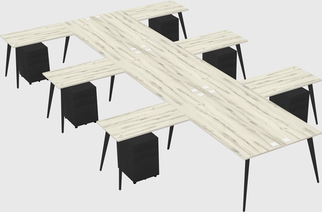 Shared l-shaped office desk system