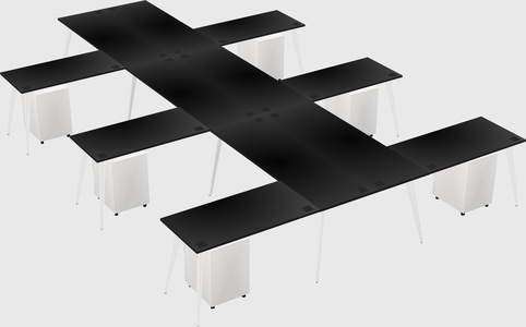 Shared l-shaped office desk system