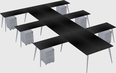 Shared l-shaped office desk system