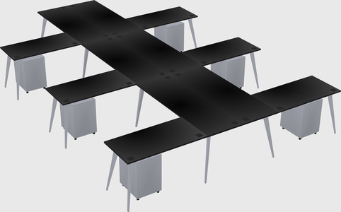 Shared l-shaped office desk system
