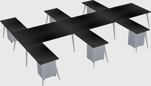 Shared l-shaped office desk system