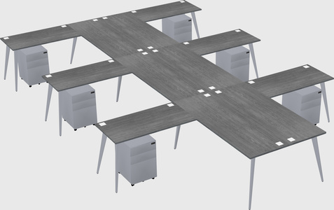 Shared l-shaped office desk system