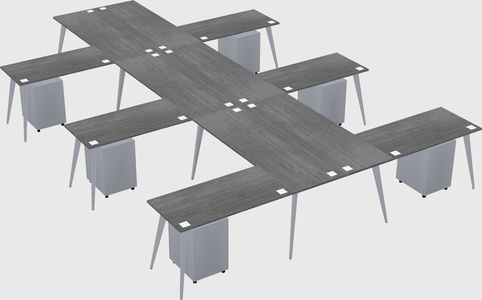Shared l-shaped office desk system