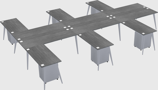 Shared l-shaped office desk system