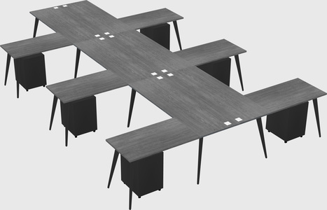Shared l-shaped office desk system