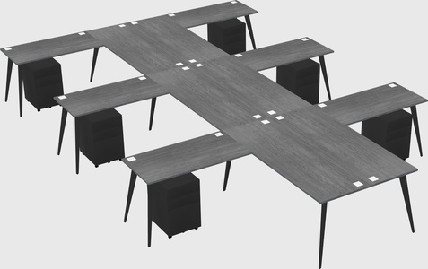 Shared l-shaped office desk system