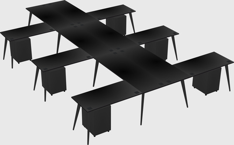 Shared l-shaped office desk system