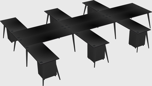 Shared l-shaped office desk system