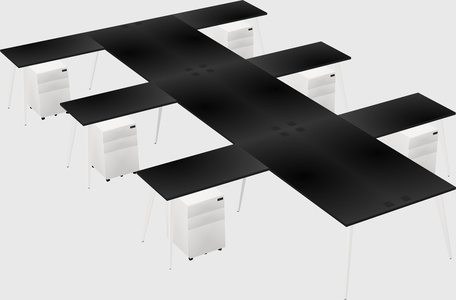 Shared l-shaped office desk system