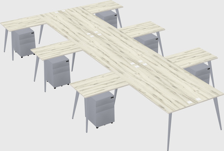 Shared l-shaped office desk system
