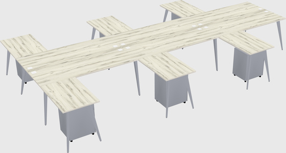 Shared l-shaped office desk system