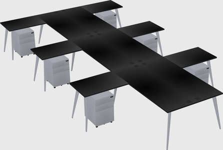 Shared l-shaped office desk system