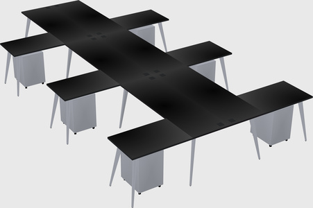 Shared l-shaped office desk system