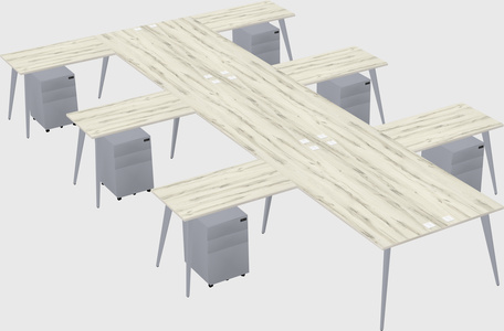 Shared l-shaped office desk system