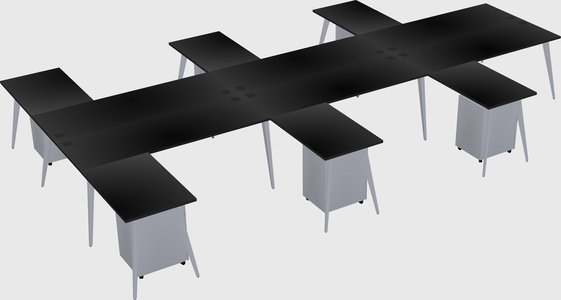 Shared l-shaped office desk system