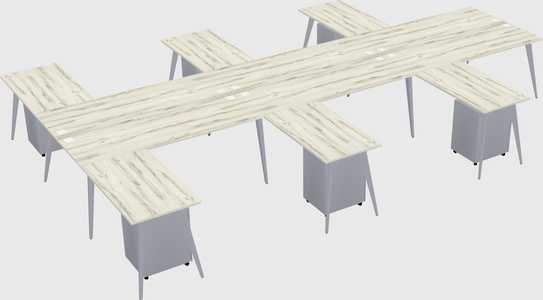Shared l-shaped office desk system