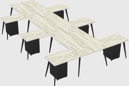 Shared l-shaped office desk system