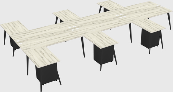Shared l-shaped office desk system