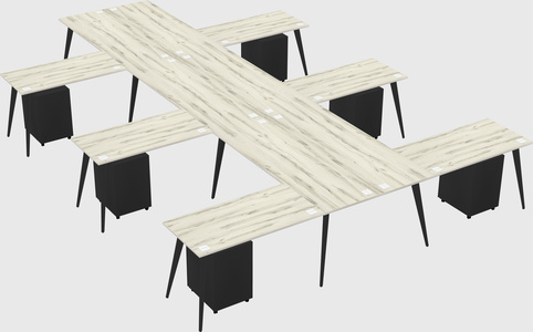 Shared l-shaped office desk system
