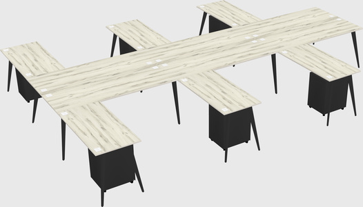 Shared l-shaped office desk system