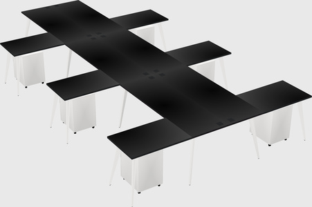 Shared l-shaped office desk system