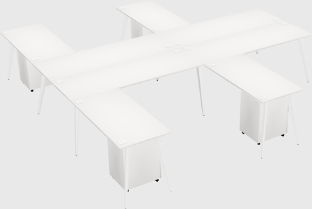 Shared l-shaped office desk system
