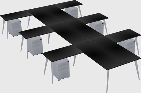 Shared l-shaped office desk system