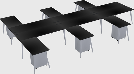 Shared l-shaped office desk system