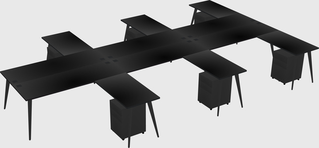 Shared L-shaped Office Desk System