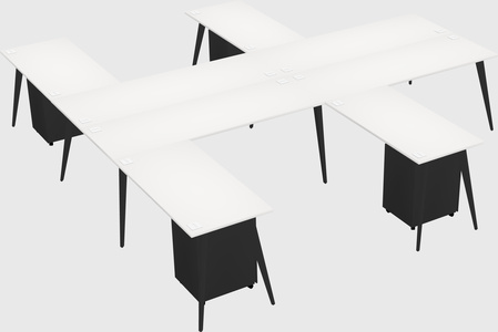 Shared l-shaped office desk system