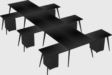 Shared l-shaped office desk system