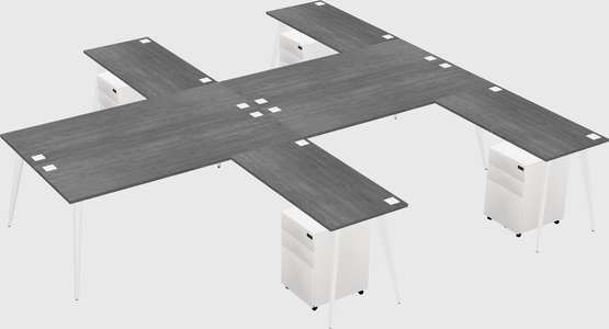 Shared L-shaped Office Desk System