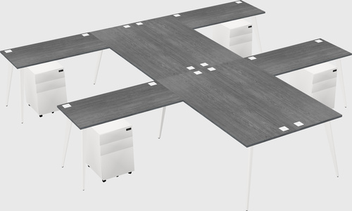 Shared l-shaped office desk system