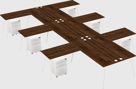 Shared l-shaped office desk system