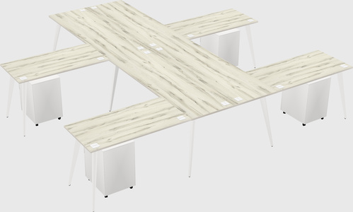 Shared l-shaped office desk system