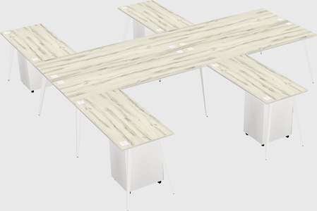 Shared l-shaped office desk system