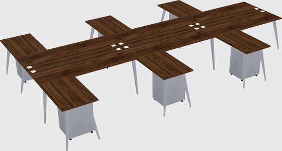 Shared l-shaped office desk system