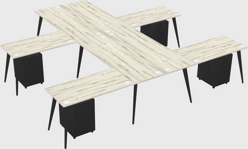 Shared l-shaped office desk system