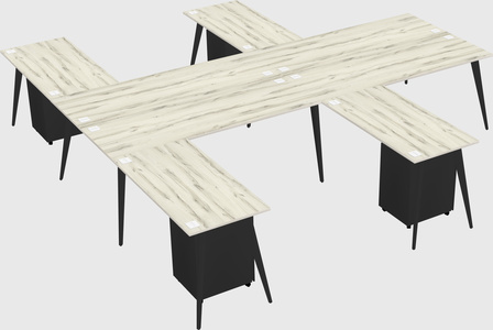 Shared l-shaped office desk system