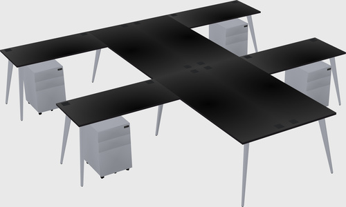 Shared l-shaped office desk system