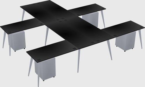 Shared l-shaped office desk system