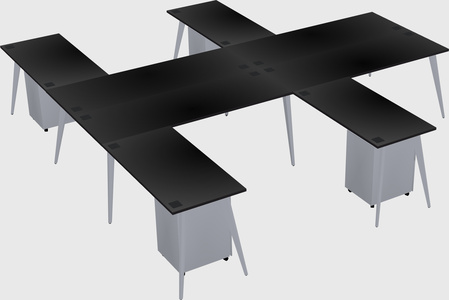 Shared l-shaped office desk system