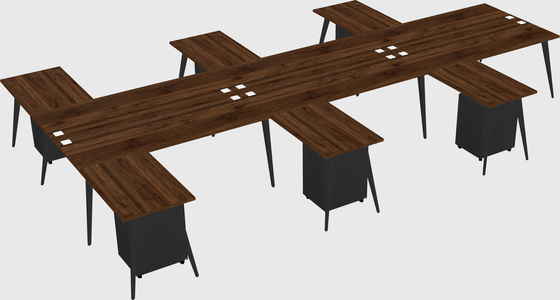 Shared l-shaped office desk system