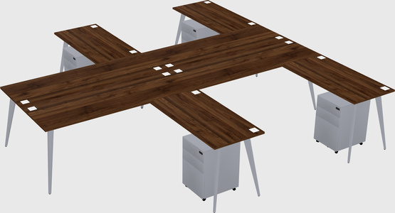 Shared L-shaped Office Desk System