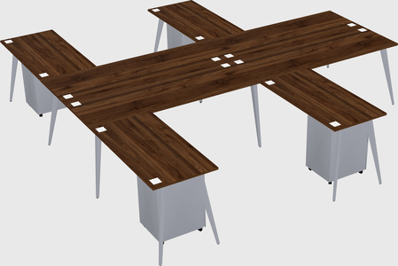 Shared l-shaped office desk system