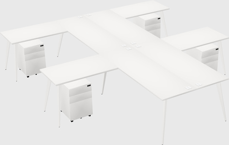 Shared l-shaped office desk system