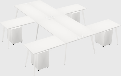 Shared l-shaped office desk system