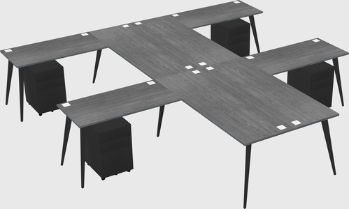 Shared l-shaped office desk system