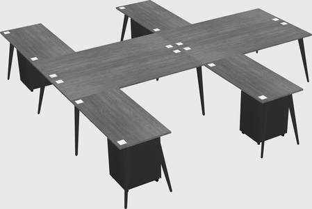 Shared l-shaped office desk system