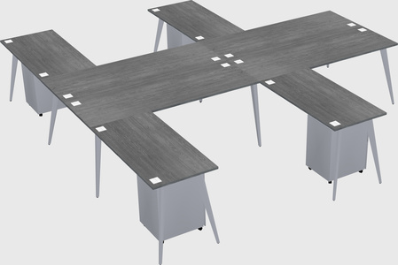 Shared l-shaped office desk system